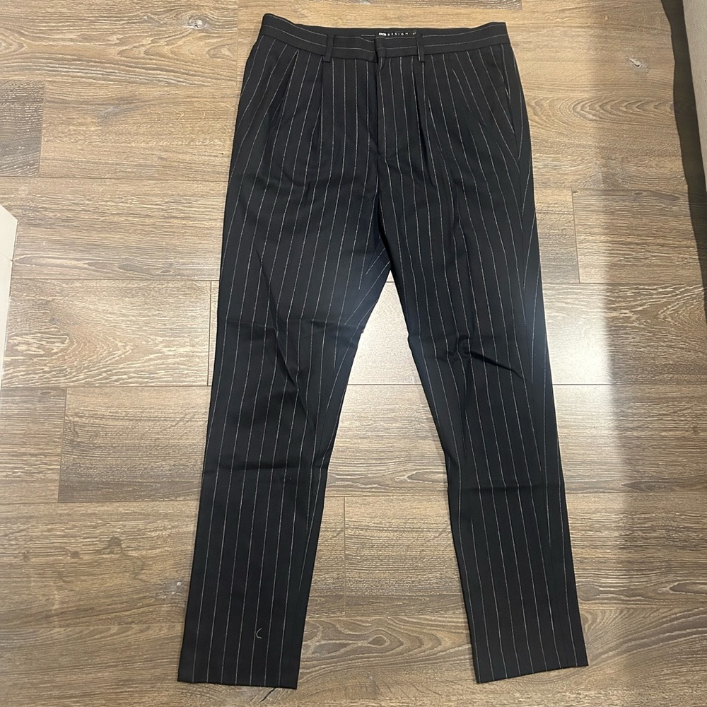 ASOS Men's Navy Pinstripe Dress Pants